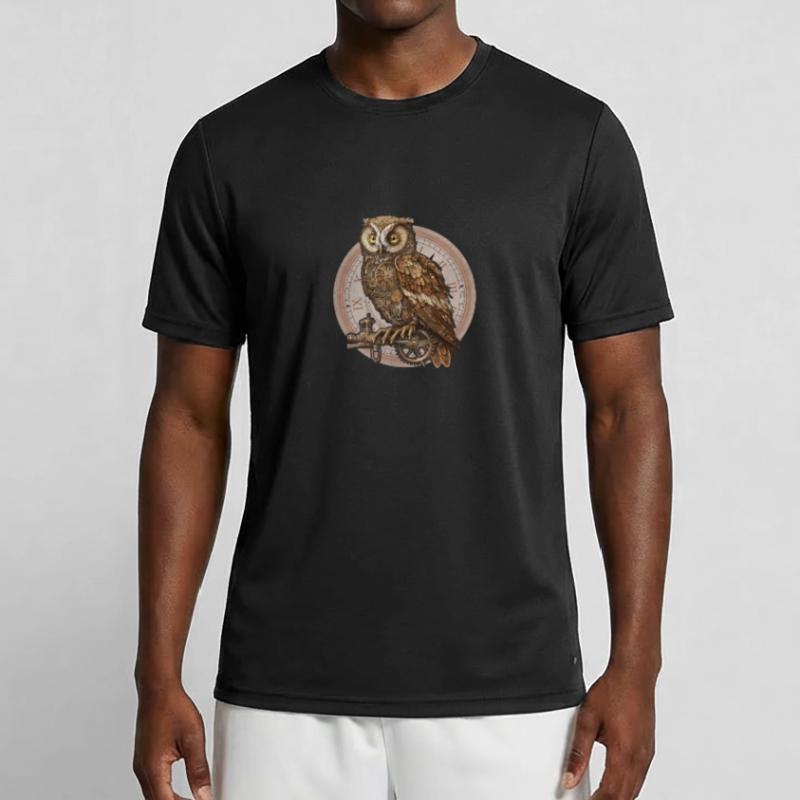 Steampunk Eule Comic style Männer Funktions-T-Shirt