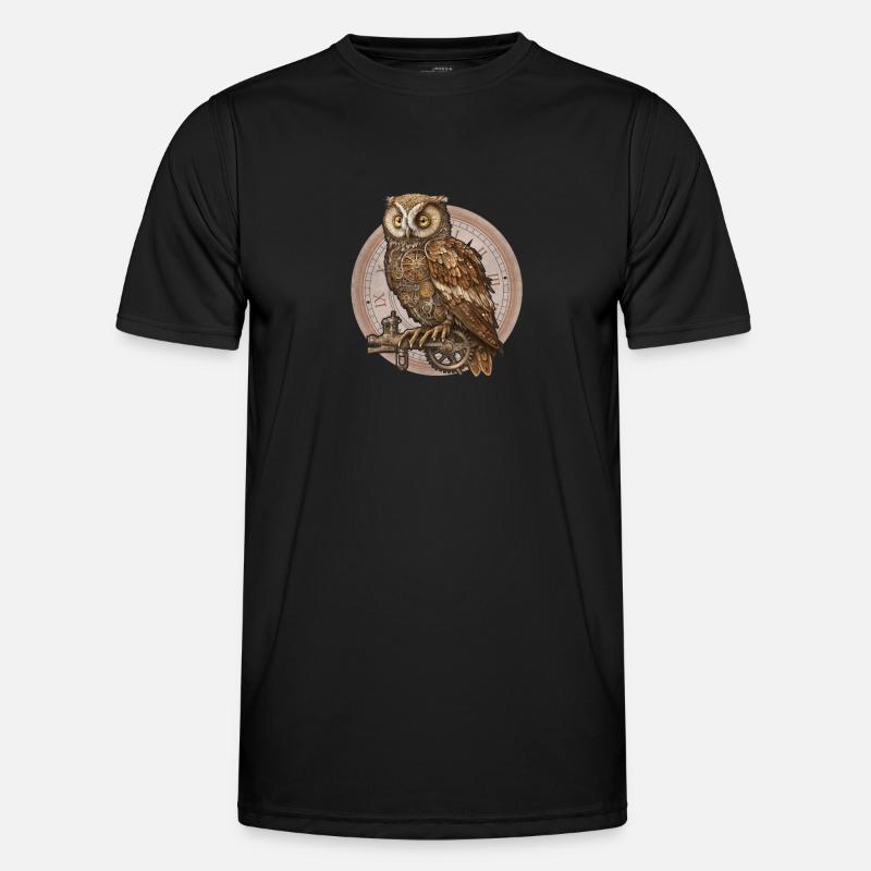 Steampunk Eule Comic style - Männer Funktions-T-Shirt - Schwarz