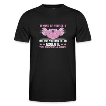 Axolotl Amphibie Lurch Salamander - Männer Funktions-T-Shirt - Schwarz - Vorne - AI Model Male 178 dark (178cm)