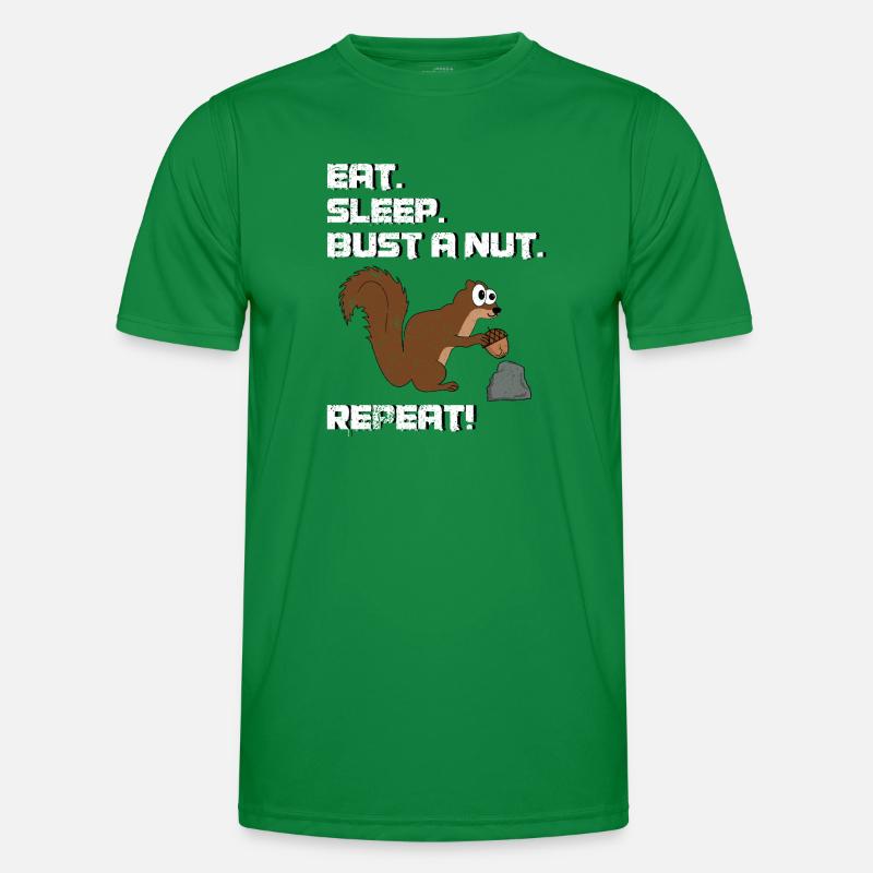 Eat Sleep Bust A Nut Repeat, Squirrel Pun Men's Functional T-Shirt