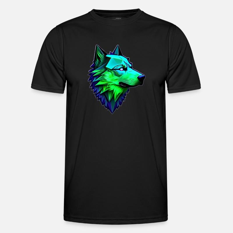 Wolf polygonal shape - Men's Functional T-Shirt - black