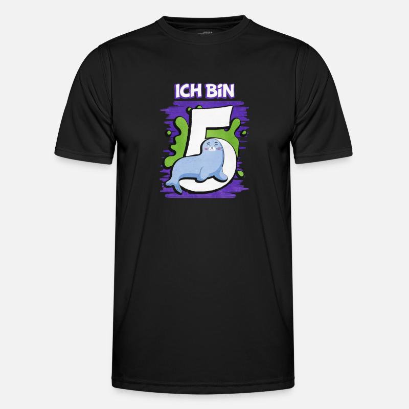 Ich Bin 5 Robbe - Männer Funktions-T-Shirt - Schwarz