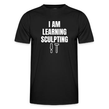 I'm learning sculpture saying English - Men's Functional T-Shirt - black - Front - AI Model Male 178 dark (178cm)