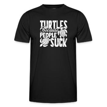 Turtle Turtles Because People Suck - Men's Functional T-Shirt - black - Front - AI Model Male 178 dark (178cm)