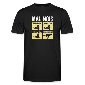 Hund Malinois - Männer Funktions-T-Shirt - Schwarz - Vorne - AI Model Male 178 dark (178cm)