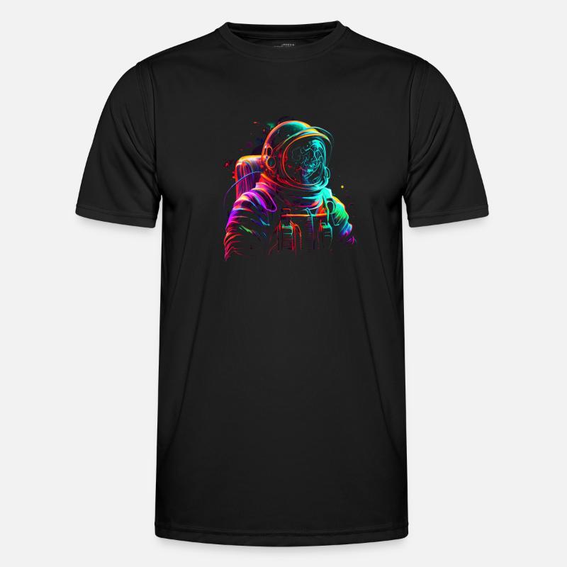 Outer Space Line Art Coloré Fun Spaceman T-shirt sport Homme