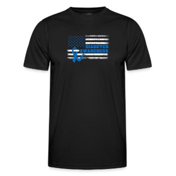 Type 1 Diabetes Awareness American US Flag Blue - Men's Functional T-Shirt - black - Front - AI Model Male 178 dark (178cm)
