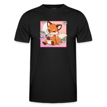 Kawaii Fuchs Erdbeermilch - Männer Funktions-T-Shirt - Schwarz - Vorne - AI Model Male 178 dark (178cm)