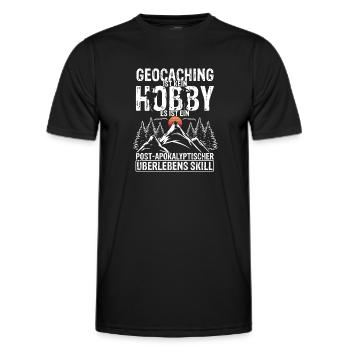 Geocaching Ist Kein Hobby - GPS Cache Fans Schnitz - Männer Funktions-T-Shirt - Schwarz - Vorne - AI Model Male 178 dark (178cm)