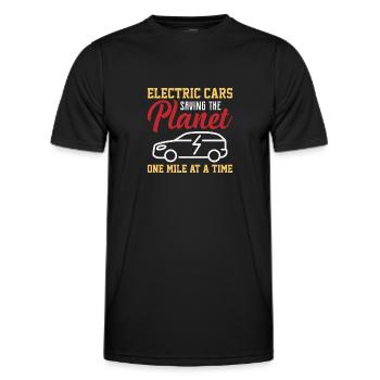 Electric cars save the planet - one mile - Men's Functional T-Shirt - black - Front - AI Model Male 178 dark (178cm)