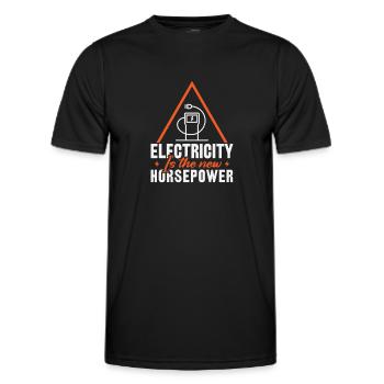 Electric vehicles Electricity is the new horsepower - Men's Functional T-Shirt - black - Front - AI Model Male 178 dark (178cm)