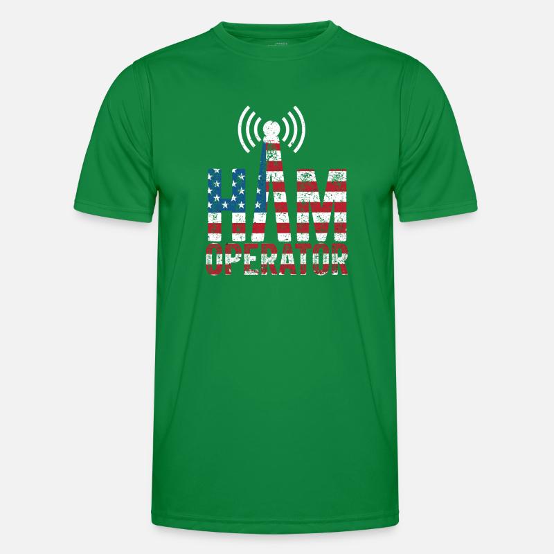 Ham Operator US-Flagge Männer Funktions-T-Shirt