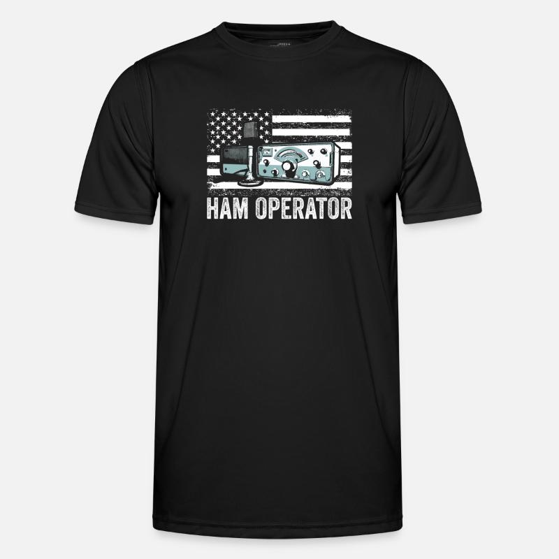 Ham Operator US-Flagge - Männer Funktions-T-Shirt - Schwarz