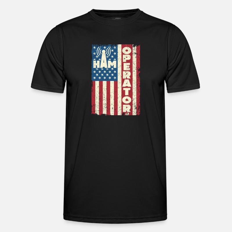 Ham Operator US-Flagge - Männer Funktions-T-Shirt - Schwarz