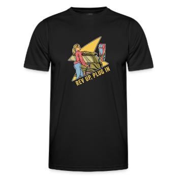 Electric Vehicle Electric Car Rev Up Plug In - Men's Functional T-Shirt - black - Front - AI Model Male 178 dark (178cm)