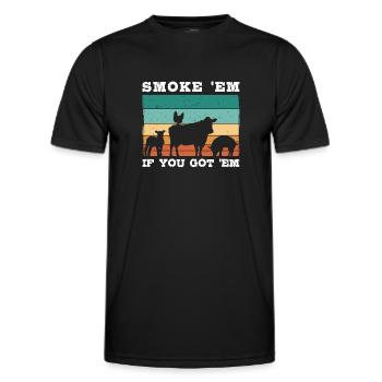 Smok 'em If You Got 'em Meat Bbq Season - Men's Functional T-Shirt - black - Front - AI Model Male 178 dark (178cm)