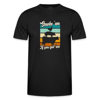Smok 'em If You Got 'em Meat Bbq Season - Men's Functional T-Shirt - black - Front - AI Model Male 178 dark (178cm)