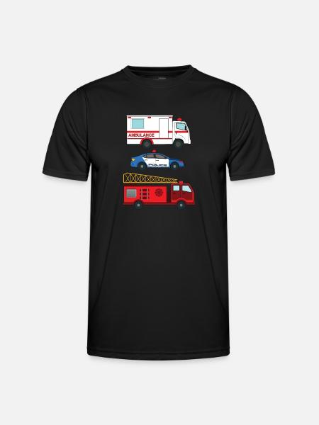 Krankenwagen der Polizei Feuerwehrauto _ - Männer Funktions-T-Shirt - Schwarz