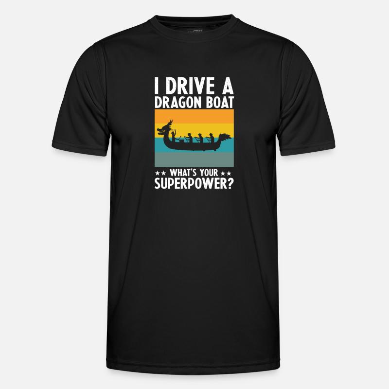 Drachenboot und Drachenboot Crew - Männer Funktions-T-Shirt - Schwarz