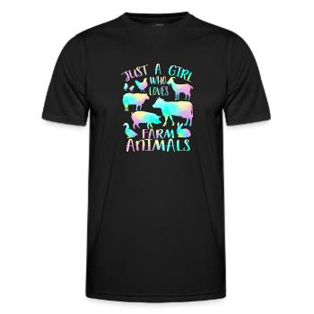 Nur ein Mädchen, das Nutztiere liebt - Männer Funktions-T-Shirt - Schwarz - Vorne - AI Model Male 178 dark (178cm)