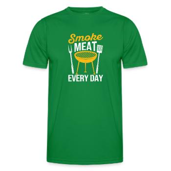 Smoke Meat Every Day Funny BBQ Smoker Grilling - Men's Functional T-Shirt - kelly green - Front - AI Model Male 178 dark (178cm)