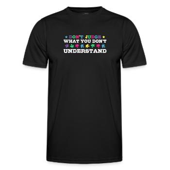 Sensibilisation à l’autisme – Ne jugez pas ce que - T-shirt sport Homme - noir - Devant - AI Model Male 178 dark (178cm)