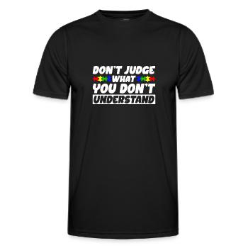 Sensibilisation à l’autisme – Ne jugez pas ce que - T-shirt sport Homme - noir - Devant - AI Model Male 178 dark (178cm)