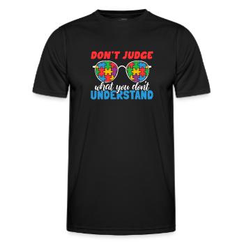Sensibilisation à l’autisme – Ne jugez pas ce que - T-shirt sport Homme - noir - Devant - AI Model Male 178 dark (178cm)