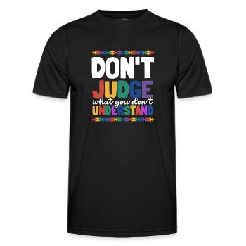 Sensibilisation à l’autisme – Ne jugez pas ce que - T-shirt sport Homme - noir - Devant - AI Model Male 178 dark (178cm)