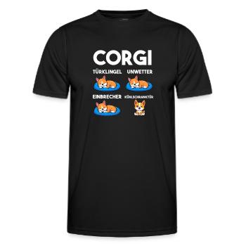 Hund Corgi - Männer Funktions-T-Shirt - Schwarz - Vorne - AI Model Male 178 dark (178cm)