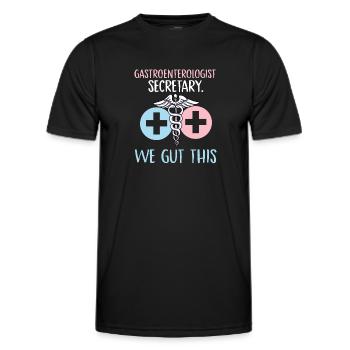 gastroenterologist secretary we gut this Design - Men's Functional T-Shirt - black - Front - AI Model Male 178 dark (178cm)