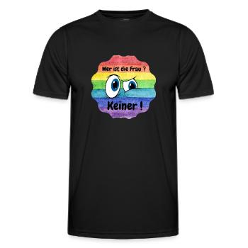 wer ist die Frau, LBTQ, CSD - Männer Funktions-T-Shirt - Schwarz - Vorne - AI Model Male 178 dark (178cm)
