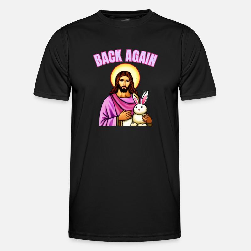 easter bunny with easter egg and jesus Men's Functional T-Shirt
