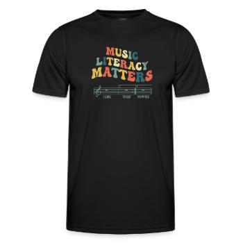 La littératie musicale, ça compte - T-shirt sport Homme - noir - Devant - AI Model Male 178 dark (178cm)