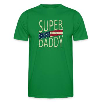 Super Daddy mit Amerikanischer Flagge für Papa - Männer Funktions-T-Shirt - Kelly Green - Vorne - AI Model Male 178 dark (178cm)