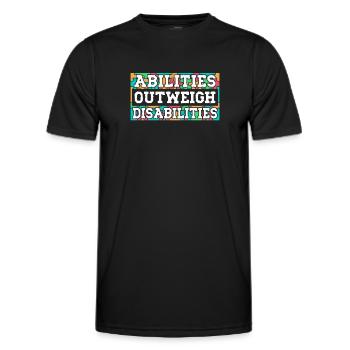 Sensibilisation à l’autisme - les capacités prédominent - T-shirt sport Homme - noir - Devant - AI Model Male 178 dark (178cm)