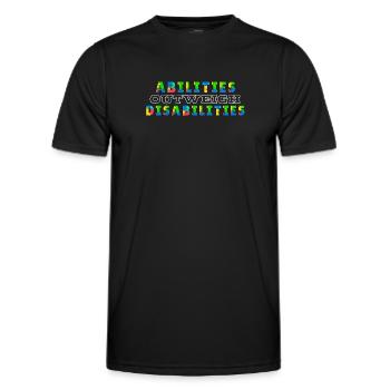 Sensibilisation à l’autisme - les capacités prédominent - T-shirt sport Homme - noir - Devant - AI Model Male 178 dark (178cm)