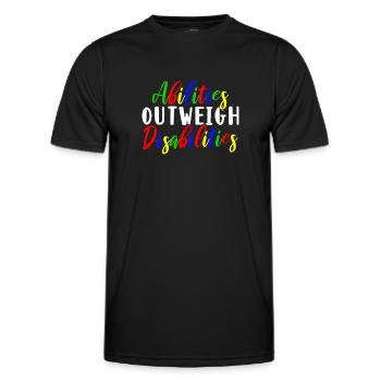 Sensibilisation à l’autisme - les capacités prédominent - T-shirt sport Homme - noir - Devant - AI Model Male 178 dark (178cm)