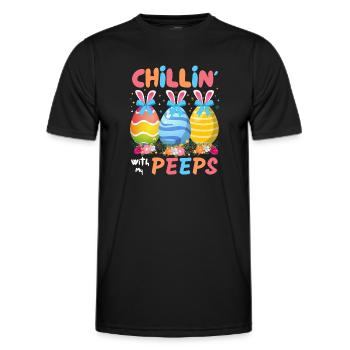 Chillin With My Peeps, Funny Easter Bunny - Men's Functional T-Shirt - black - Front - AI Model Male 178 dark (178cm)