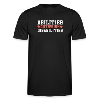 Sensibilisation à l’autisme - les capacités prédominent - T-shirt sport Homme - noir - Devant - AI Model Male 178 dark (178cm)