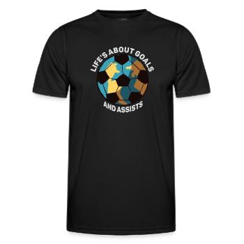 Im Leben geht es um Tore und Vorlagen Futbol Soccer - Männer Funktions-T-Shirt - Schwarz - Vorne - AI Model Male 178 dark (178cm)