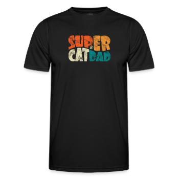 Super Cat Dad for the Best Cat Dad Ever Retro - Men's Functional T-Shirt - black - Front - AI Model Male 178 dark (178cm)