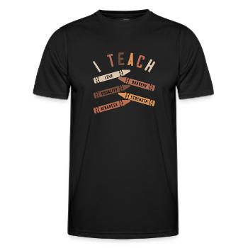 J’enseigne l’amour Bravoure égalité force gentillesse - T-shirt sport Homme - noir - Devant - AI Model Male 178 dark (178cm)