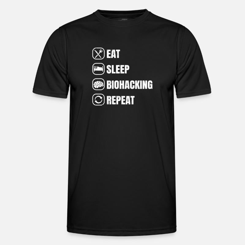 Eat Sleep Biohacking Repeat - Men's Functional T-Shirt - black