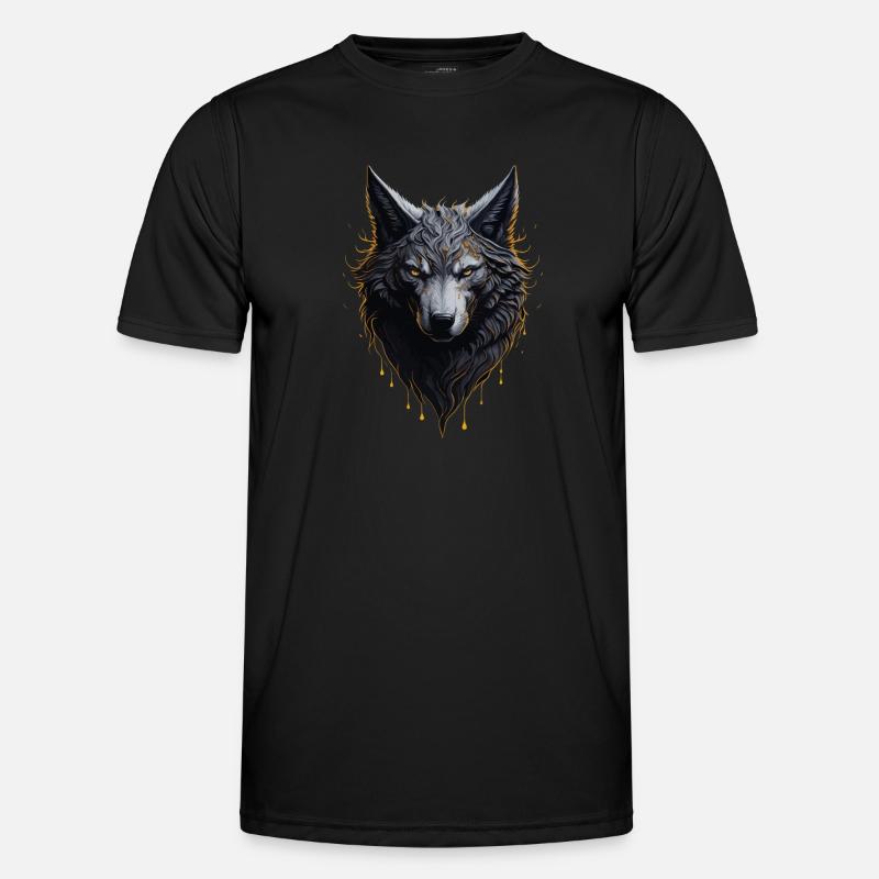 WOLF DESIGN - Männer Funktions-T-Shirt - Schwarz