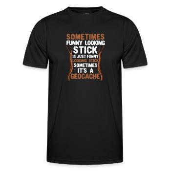 Sometimes funny-looking stock geocache Funny - Men's Functional T-Shirt - black - Front - AI Model Male 178 dark (178cm)