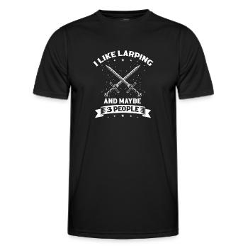 Larping quote for role-playing games and Larper - Men's Functional T-Shirt - black - Front - AI Model Male 178 dark (178cm)