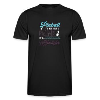 Pinball is not just a game Funny pinball - Men's Functional T-Shirt - black - Front - AI Model Male 178 dark (178cm)