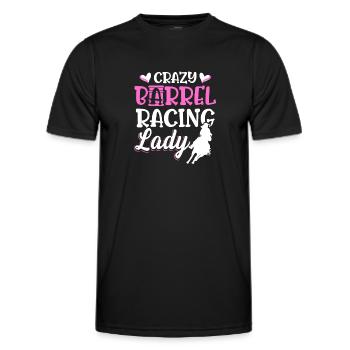 Crazy Barrel Racing Lady Horse Rodeo Western Barre - Männer Funktions-T-Shirt - Schwarz - Vorne - AI Model Male 178 dark (178cm)