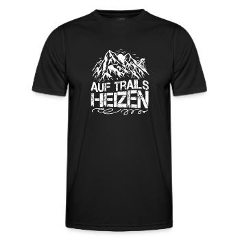Mountainbike Downhill Auf Trails heizen - Männer Funktions-T-Shirt - Schwarz - Vorne - AI Model Male 178 dark (178cm)